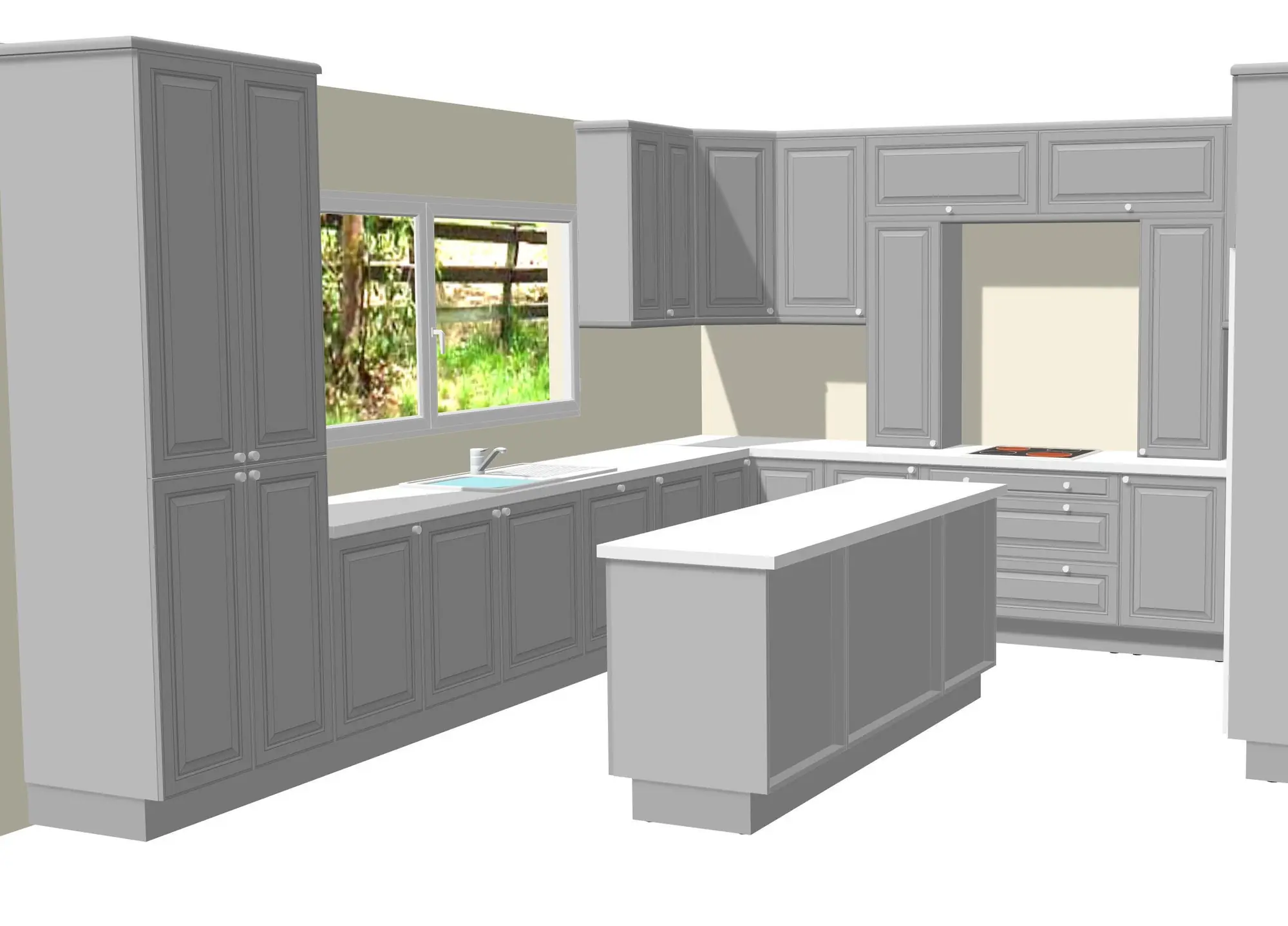 The 3D drawing of the same kitchen